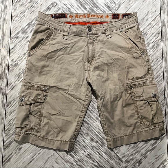 Rock Revival Other - Rock Revival Khaki Cargo Shorts for Men